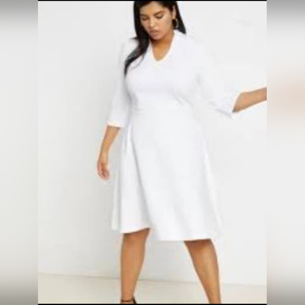 Eloquii White Fit and Flare Dress